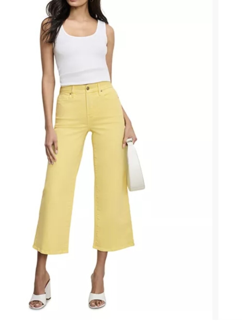 Good American Good Waist Crop Palazzo Jeans In Lemon 8/29